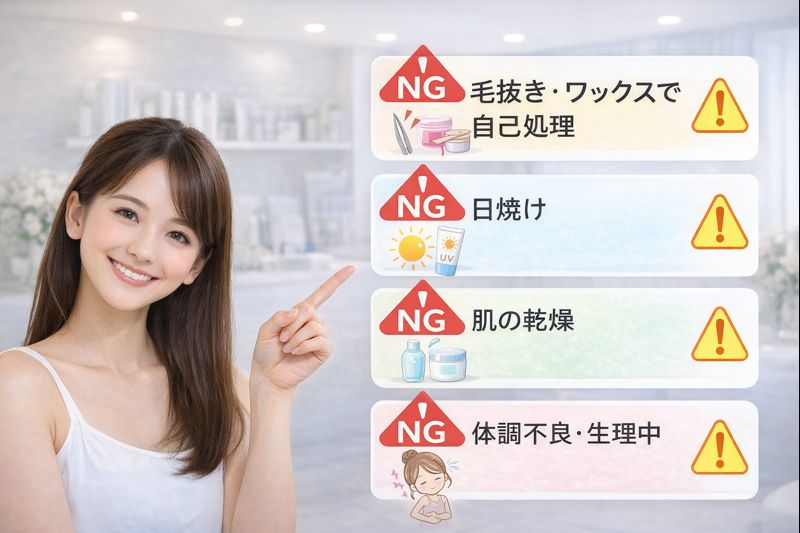 脱毛前後にやってはいけないNG行動まとめ